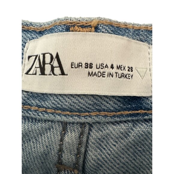 2/$30 ZARA Size 4 Light Blue Denim Jeans Frayed Hem - Picture 4 of 16